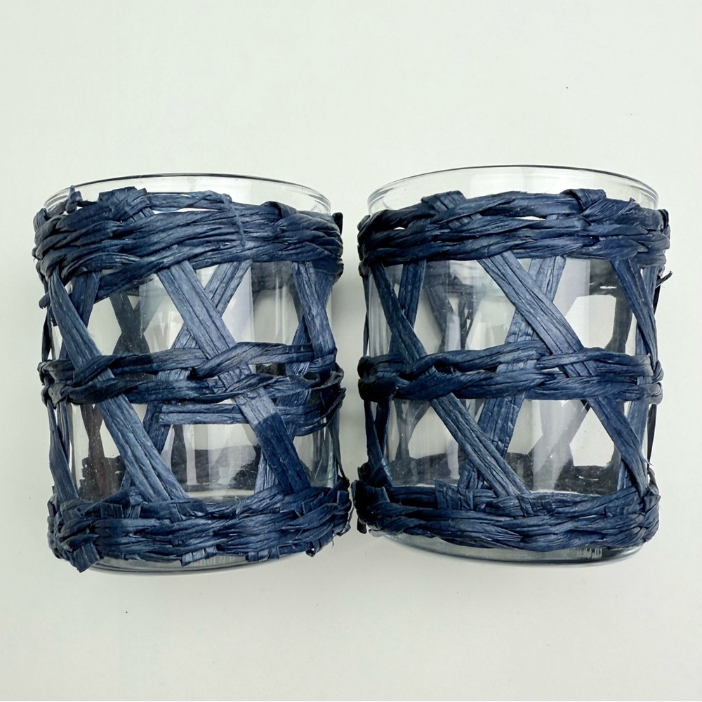 Serena and Lilly like tea light votive holders navy seagrass